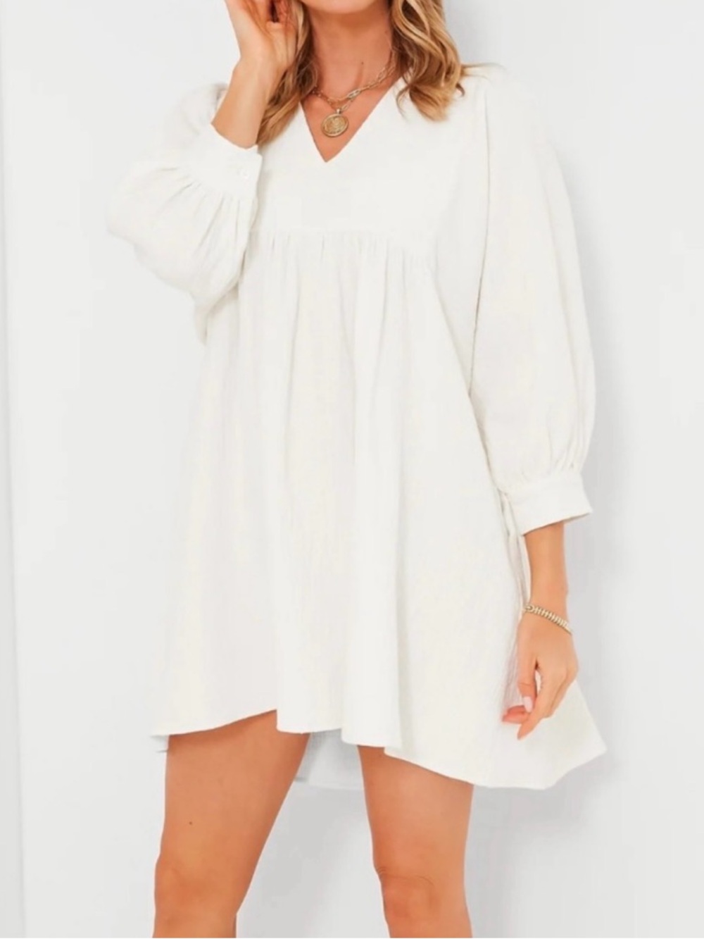 Tuckernuck Pomander Place White Gauze Millie Mini Dress Size Large NWT